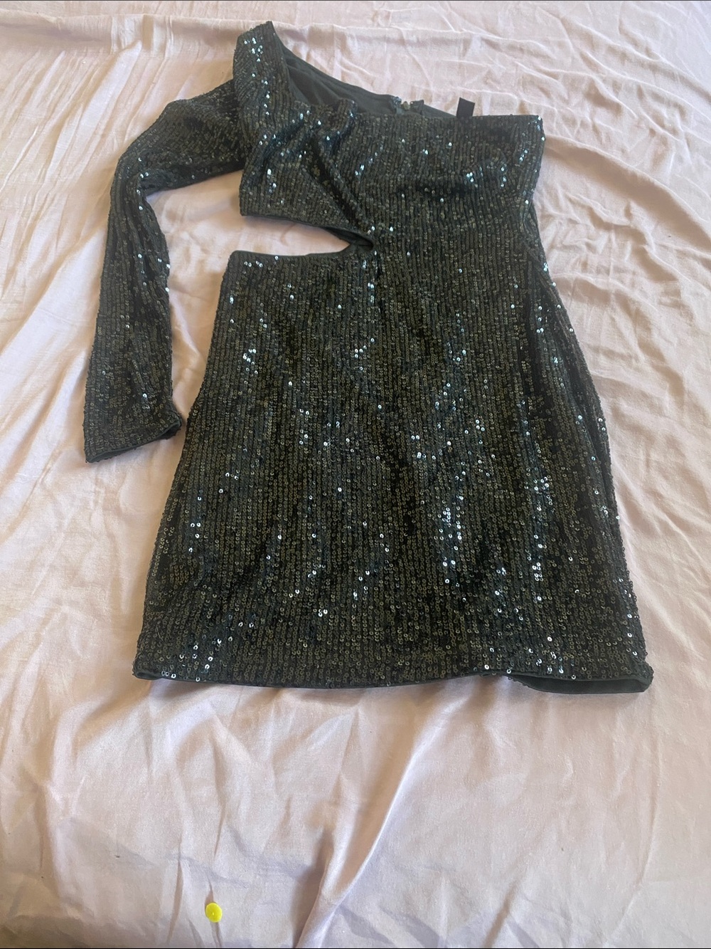 One-Shoulder Black Sequin Mini Skirt